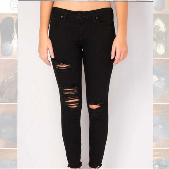Just Black Distressed Black Jeans - Picture 1 of 2